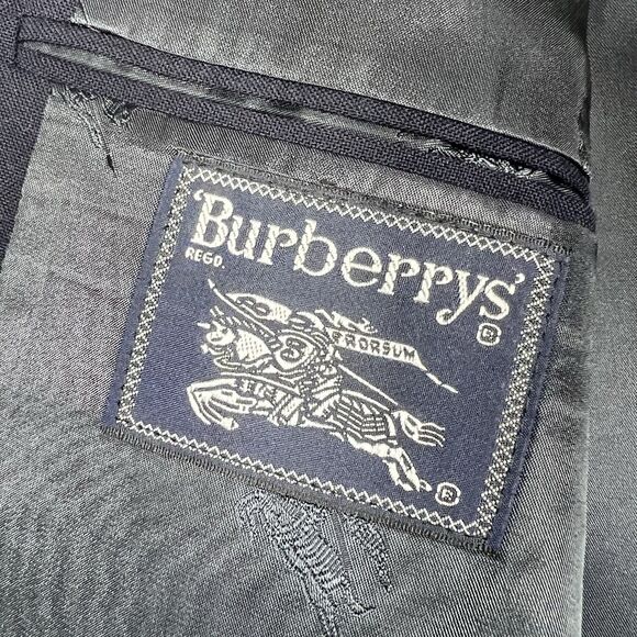 Vintage Burberrys’ Navy Blazer Pure Wool Gold Branded Buttons Jacket Mens Sz 46 - Picture 13 of 15